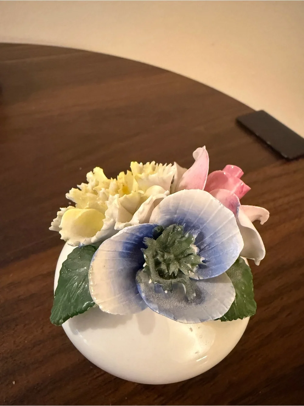 Porcelain Pastel Floral Decorative Accent - Pink, Blue, Yellow Crown Royal